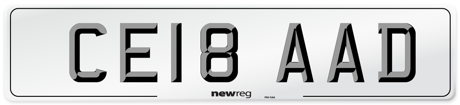 CE18 AAD Number Plate from New Reg
